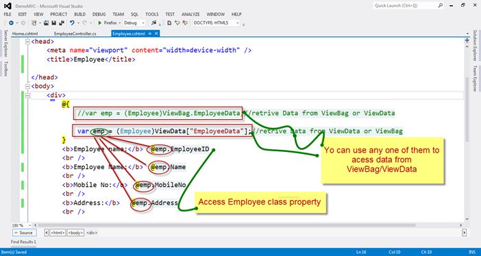 retrieve data from ViewBag